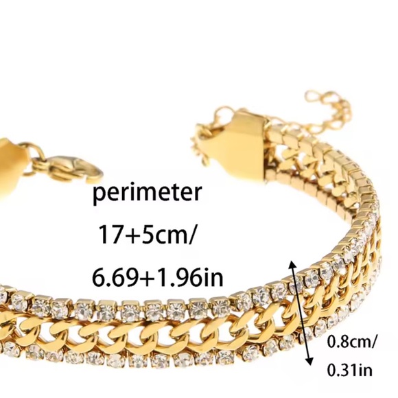 New Bracelet 18K Gold Plated Stainless Steel Three Layers Bracelet - Picture 5 of 6